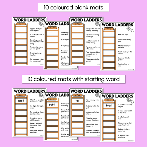 Resource preview 3 for Word Ladders - Find the Clue - Diphthong OI OY Words
