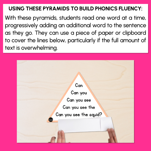 Resource preview 3 for QU NG + X WORDS - Decodable Sentences Pyramids - Phonics Fluency