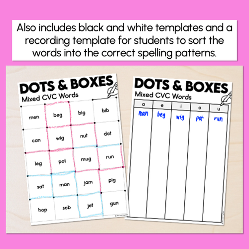 Resource preview 3 for Dots and Boxes Phonics Game - Mixed CVC Words