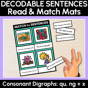 QU NG X Decodable Sentences Mats - Read & Match