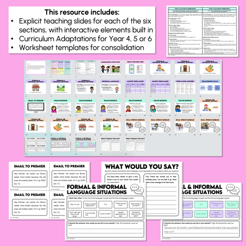 Resource preview 4 for Informal and Formal Language - Explicit Instruction Teaching Script - Year 4, 5 & 6 Oral Language & Communication