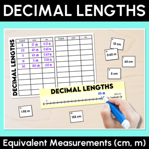 Decimal Lengths - Equivalent Measurements (cm, m) Activity