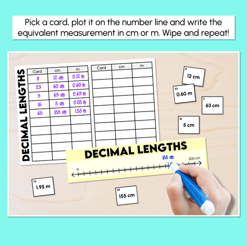 Resource preview 2 for Decimal Lengths - Equivalent Measurements (cm, m) Activity