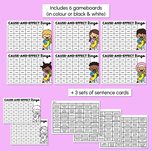 Resource preview 3 for Cause-and-effect Statements Bingo Boards