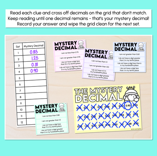 Resource preview 2 for Mystery Decimal - Representing Decimals Activity