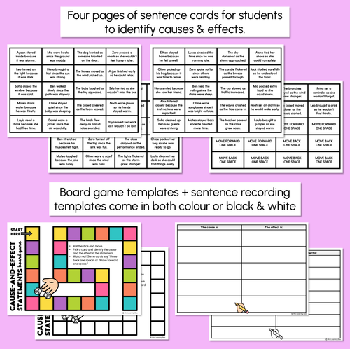 Resource preview 3 for Cause-and-effect Statements Board Game