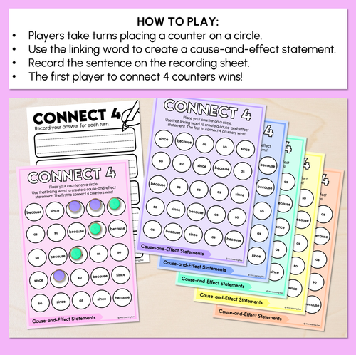 Resource preview 2 for Cause-and-effect Statements - Connect 4 Games