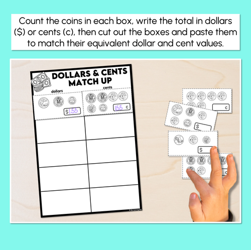 Resource preview 2 for Dollars & Cents Match Up - Australian Money - Cut & Paste Activity