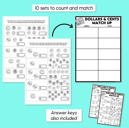 Resource preview 3 for Dollars & Cents Match Up - Australian Money - Cut & Paste Activity