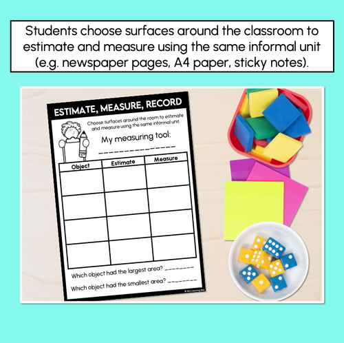 Resource preview 2 for Measuring Area with Informal Units: Estimate, Measure, Record
