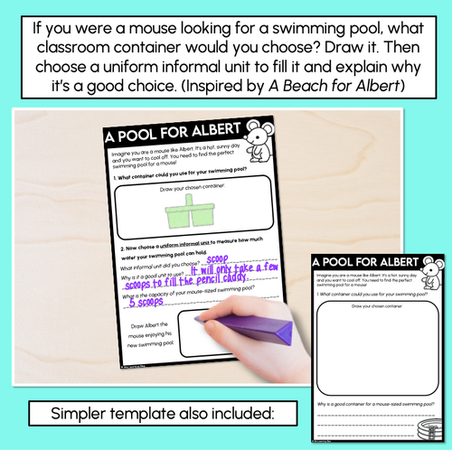Resource preview 2 for A Pool for Albert - Capacity Activity - Create a mouse-sized swimming pool