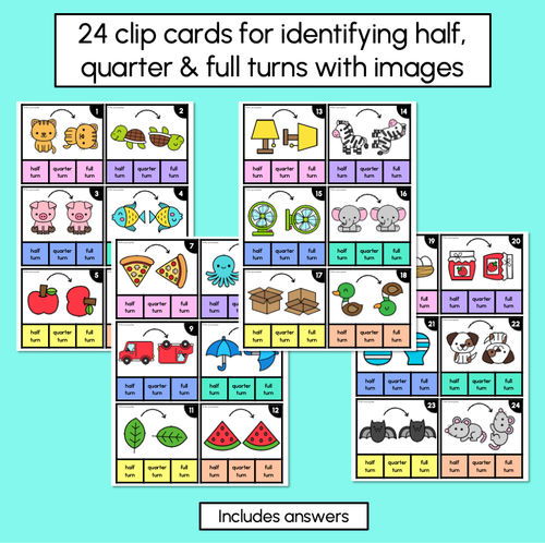 Resource preview 2 for Half, Quarter & Full Turn Clip Cards with pictures