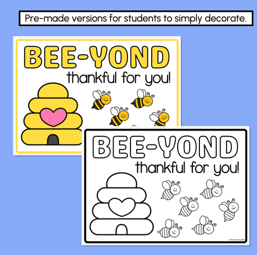 Resource preview 4 for BEE-yond Thankful For You - Pun Craft for Mother's Day or Father's Day
