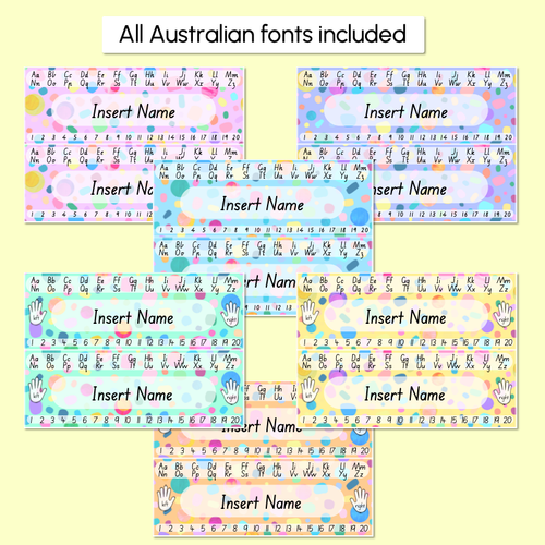 Resource preview 4 for Student Desk Plates - The Kasey Rainbow Collection