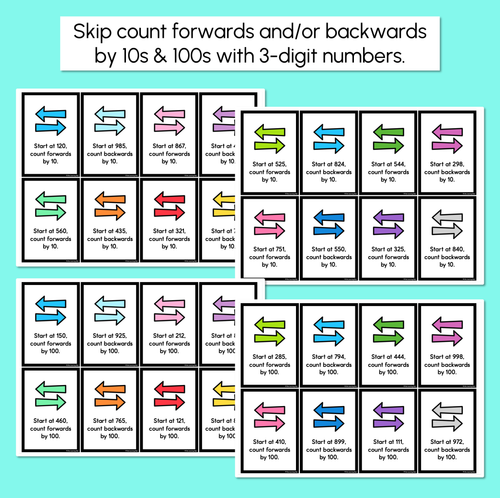 Resource preview 2 for Skip Counting Task Cards - Skip Counting by 10 or 100 - Forward & Backward Number Patterns