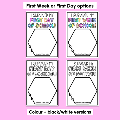 Resource preview 2 for I SURVIVED MY FIRST DAY or WEEK - Back to School Templates