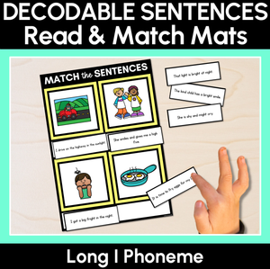 Long Vowel I Decodable Sentences Mats - Read & Match