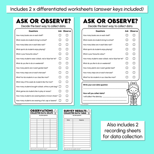 Resource preview 3 for Ask or Observe? - Collecting Data Worksheets