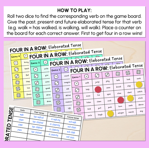 Resource preview 2 for Elaborated Tense - Four in a Row Game