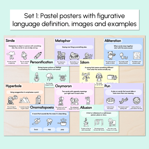 Resource preview 2 for Figurative Language Posters - Pastel Classroom Decor