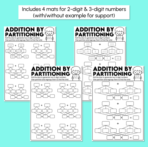 Resource preview 3 for Addition by Partitioning & Regrouping Recording Mats
