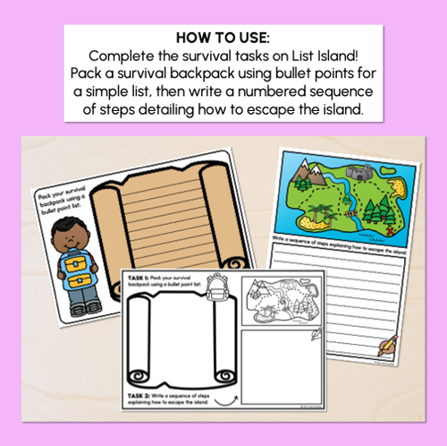Resource preview 2 for Bullet Points & Number Lists - "Lost on List Island" Activity