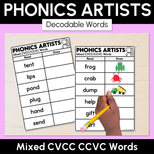 Resource preview 7 for Phonics Artists - CVC CVCC CCVC Decodable Words Activity Bundle