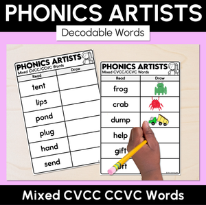 Phonics Artists - Mixed CVCC CCVC Words - Decodable Words Activity 