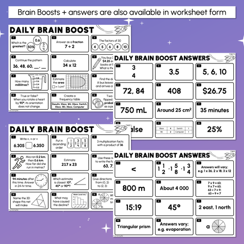Resource preview 5 for Year 5 Maths Review - Daily Brain Boosts - Set 1