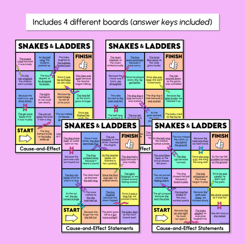 Resource preview 3 for Cause-and-effect Statements Snakes & Ladders