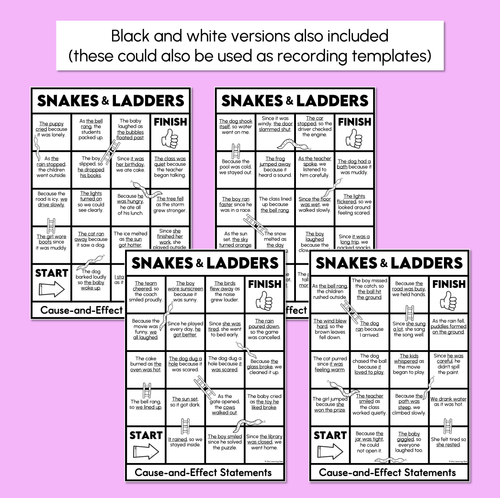 Resource preview 4 for Cause-and-effect Statements Snakes & Ladders