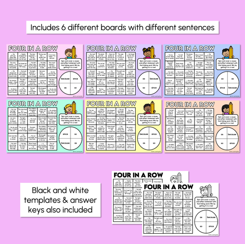 Resource preview 3 for Cause-and-effect Statements - Four in a Row