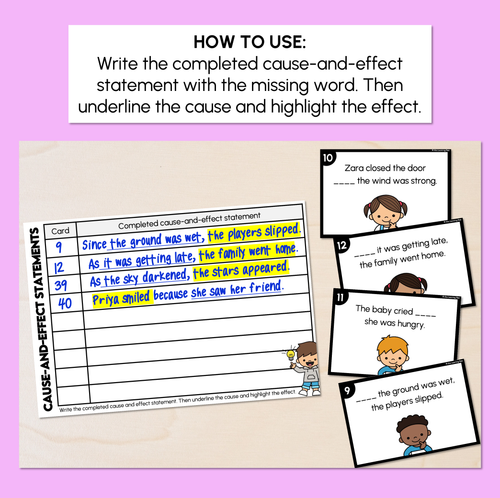 Resource preview 2 for Cause-and-effect Statements Task Cards