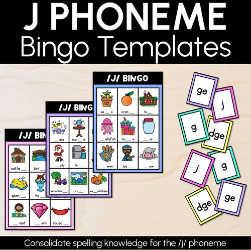 Resource preview 1 for J SOUND BINGO - Ways to spell the /j/ phoneme