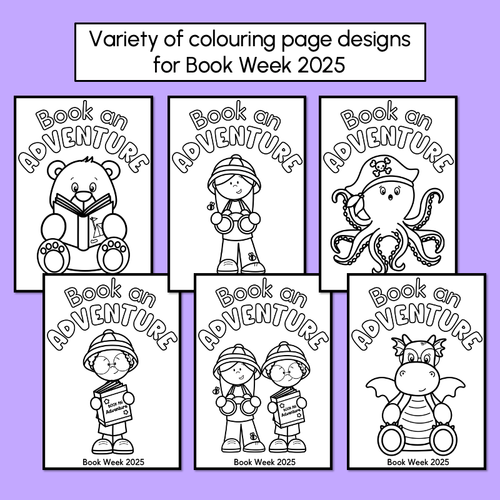 Resource preview 2 for BOOK WEEK 2025 Colouring Pages - Book An Adventure