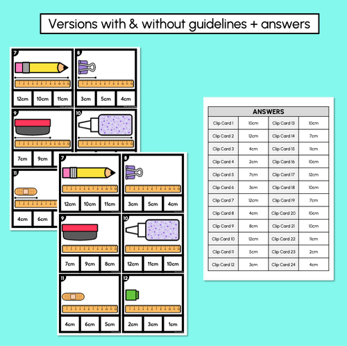 Resource preview 4 for Measuring Length with Formal Units (Centimetres) Clip Cards