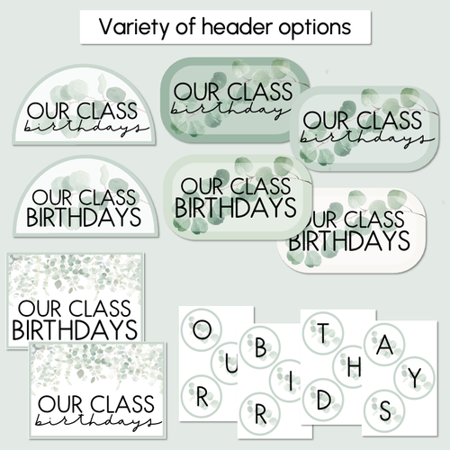 Resource preview 3 for Classroom Birthdays Display - The Eucalyptus Edit - Eucalyptus Classroom Decor