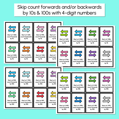 Resource preview 3 for Skip Counting Task Cards - Skip Counting by 10 or 100 - Forward & Backward Number Patterns