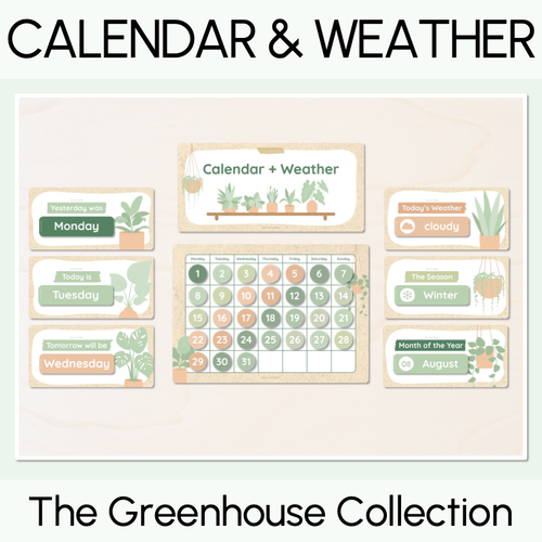 Resource preview 1 for Calendar & Weather Display - The Greenhouse Collection - Natural Classroom Decor
