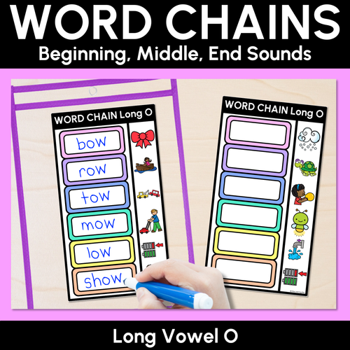 Resource preview 1 for Long Vowel O Word Chains for Beginning, Middle & End Sounds-Decodable Activities