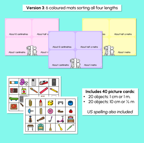 Resource preview 4 for Length Sort (1 cm, 10 cm, half metre, 1 metre) - Estimating Length Sorting Mats