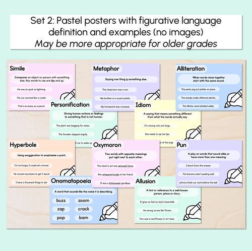 Resource preview 3 for Figurative Language Posters - Pastel Classroom Decor