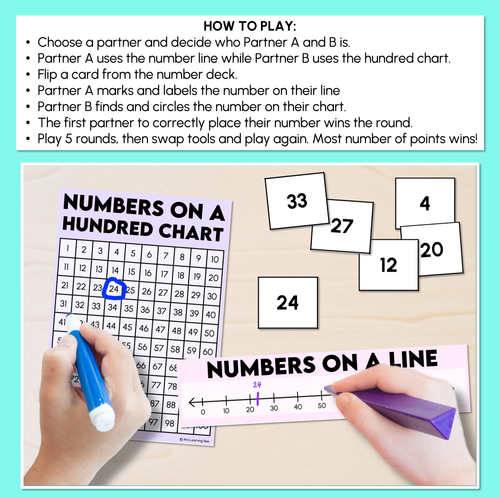 Resource preview 2 for Number Line and Hundred Chart - Representing Numbers Partner Game