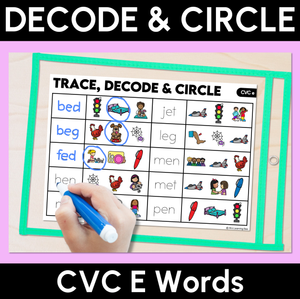 Trace, Decode & Circle - CVC E Words - Decodable Word Mats