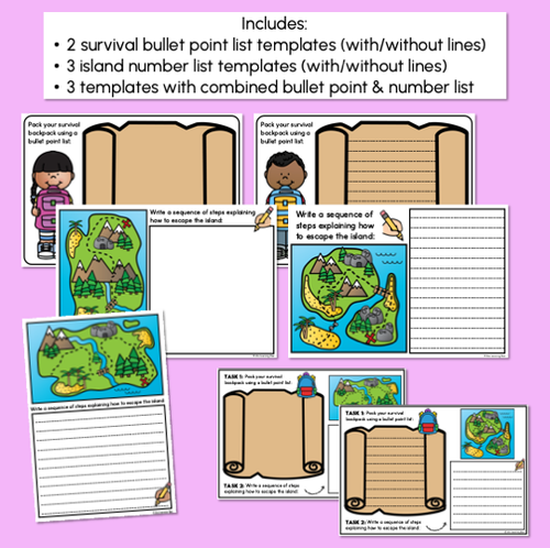 Resource preview 3 for Bullet Points & Number Lists - "Lost on List Island" Activity