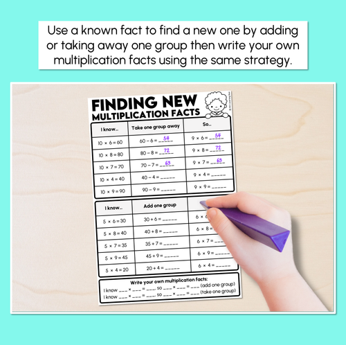Resource preview 2 for Multiplication Facts - Finding New Multiplication Facts Worksheets