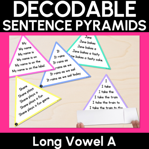 Resource preview 1 for LONG VOWEL A WORDS - Decodable Sentences Pyramids - Phonics Fluency