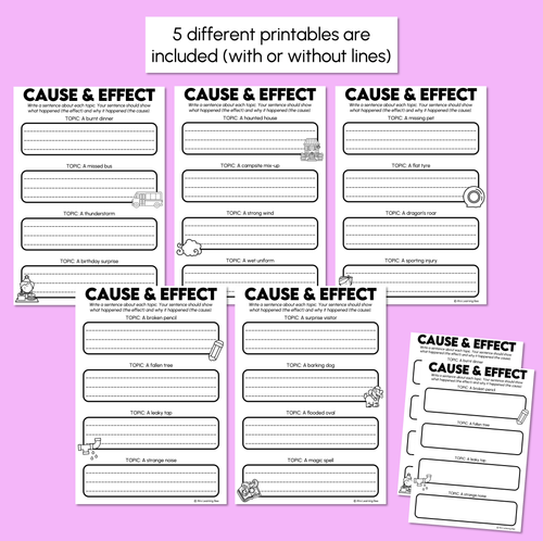 Resource preview 3 for Cause-and-effect Statements Sentence Printables