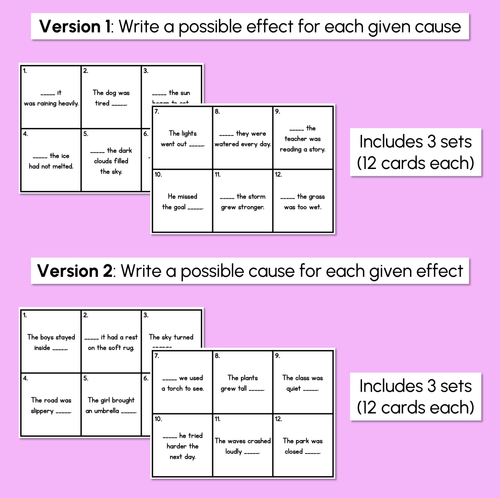 Resource preview 3 for Write the Room - Cause-and-effect Statements