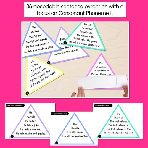 Resource preview 2 for CONSONANT PHONEME L WORDS - Decodable Sentence Pyramids - Phonics Fluency